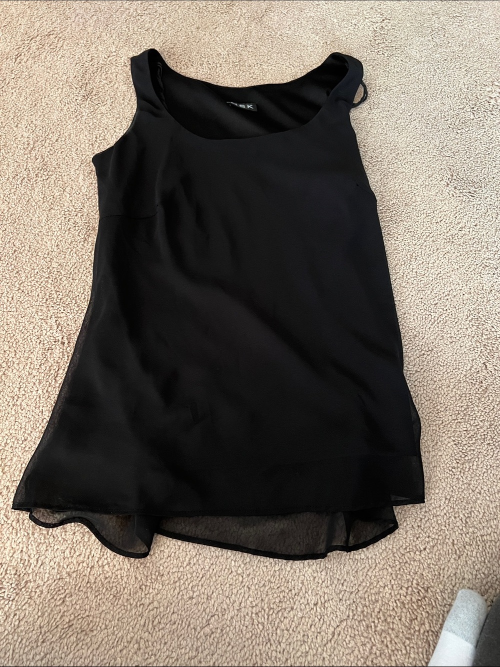 MSK Black Layered Chiffon Scoop Neck Tank